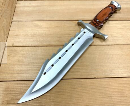 15"Wood Tactical Combat Fixed Blade Bowie Knife w/ Sheath Rambo Hunting Survival