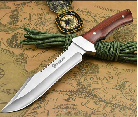 NedFoss Bowie Knife Hunting Knife, Fixed Blade Bushcraft Knife with Sheath, 7''