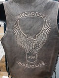 TN1056 L MENS RETRO BROWN LIVE TO RIDE VEST