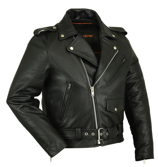 DS730- MENS CLASSIC PLAIN SIDE POLICE STYLE MC JACKET