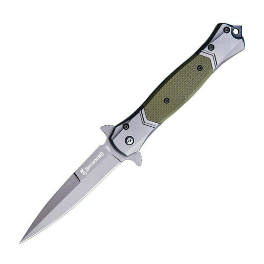 Green Folding Knife Quick Open Blade Stiletto