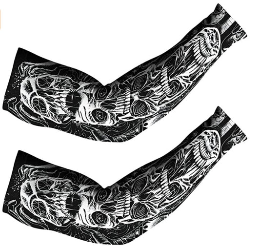 UV Sleeves Black with Skulls Large