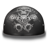 Matte Black Helmet with Skull and Pistons