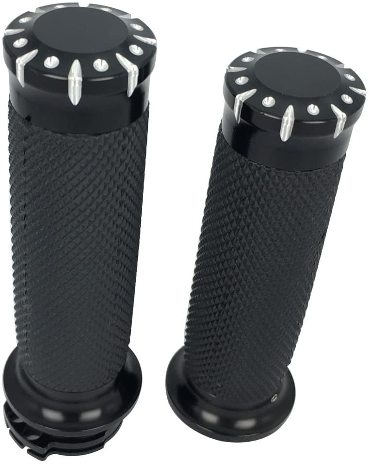 1" Black CNC Hand Grips Handlebar Bars Grip