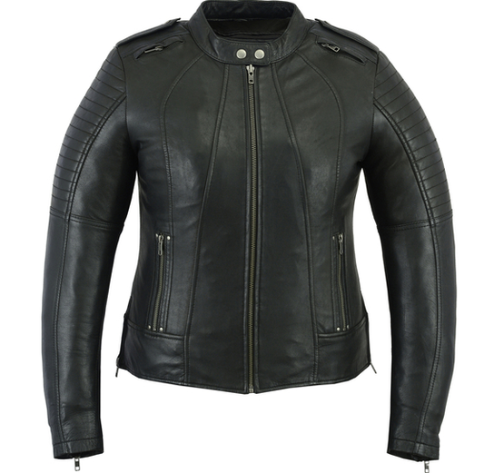 DS893 WOMENS BIKER LEATHER JACKET