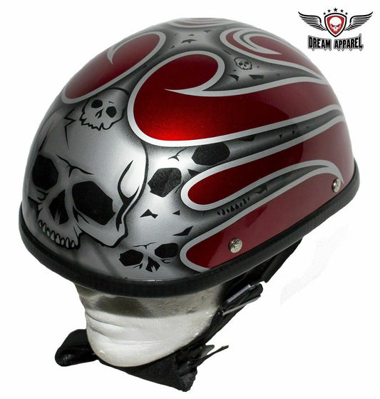 Red helmet with silver skull flame