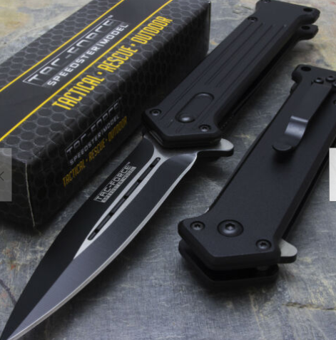 8" TAC FORCE SPRING ASSISTED FOLDING STILETTO TACTICAL KNIFE Blade Pocket Open