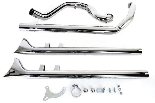 V-Twin 30-0677 Chrome True Dual Header & Exhaust with Fishtails Harley FLT 95-06