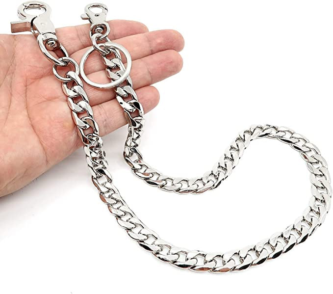 Silver Wallet Chain Men Women Boy Girl, Biker Motorcycle Pants Jean Punk Long Key Chain Black Gold Silver 26 Types